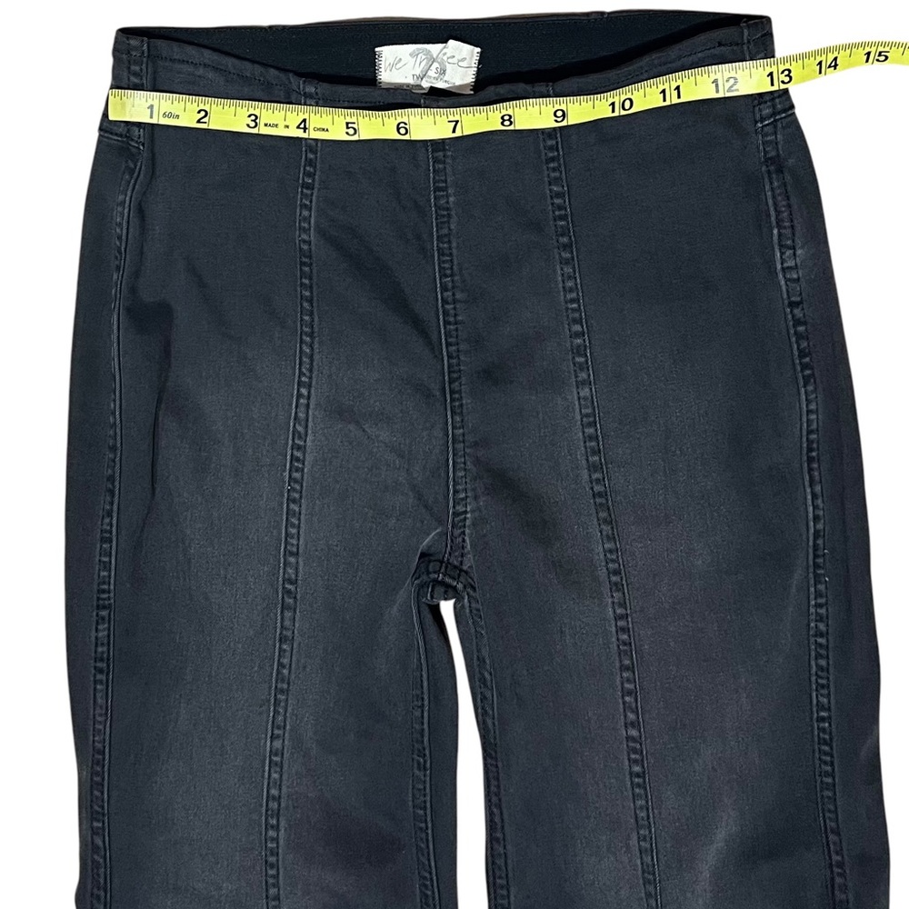 FREE PEOPLE Pants Women 26 Rinse Black Gray Flare Bell Bottom Faded Jean Pull On - Picture 5 of 10